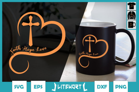 Faith Hope Love Heart with Cross: Graphics & Crafts