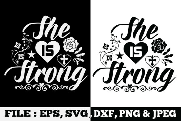 She is Strong Bible Verse SVG Design: Graphics & Print Templates